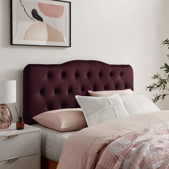 Annabel Stain-Resistant Performance Velvet Queen Headboard in Mulberry