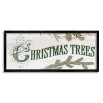 Stupell Industries Christmas Trees Ornate Letters Graphic Art Black Framed Art Print Wall Art, Design by Lil' Rue