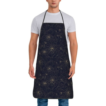 

Lukts Copper-Gold Gloss Outline Chrysanthemum Print Unisex Tie-Up Aprons Bibs for Chef Kitchen Grill Beverage Shop