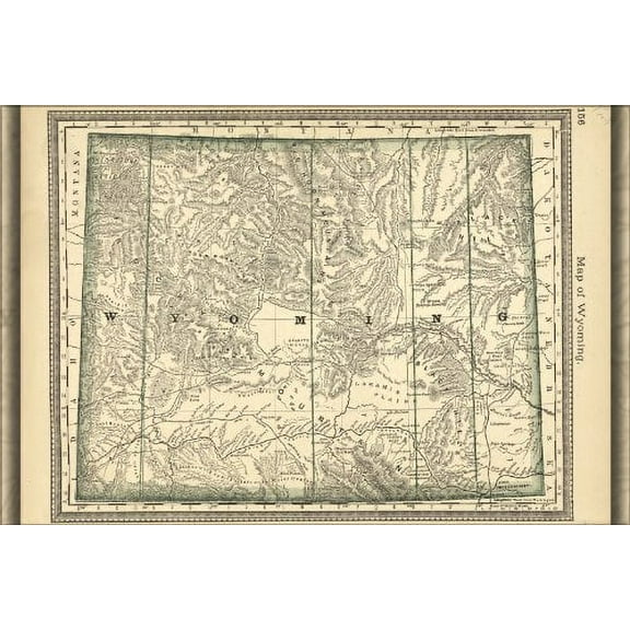 24x36 Poster; Map Of Wyoming 1881; Antique Reprint