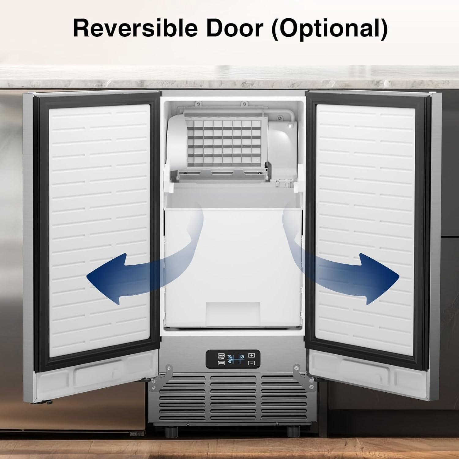 XUTUMM 15" Ice Maker, 85Lbs/24H Under Counter w/ 30Lbs Bin, Built-in/Freestanding, Auto-Clean, Stainless Steel