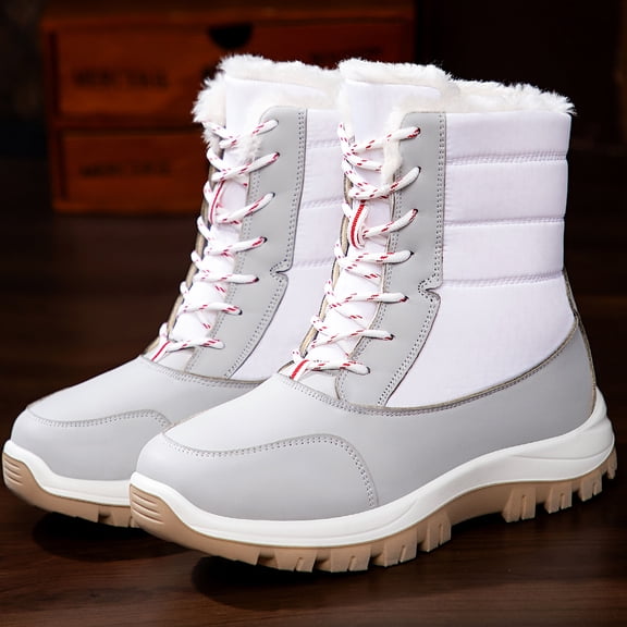 Willtoo Women's Winter Waterproof Snow Boots Lined Faux Fur Lace Up Platform Non-Slip Casual Warm Shoes