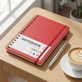 thumbnail image 3 of Notebook with Elastic Hardcover Lined Journal, Flat-Lay Coil Binding, Thick Ink-Proof Paper, Pen Loop and Closure Strap, Portable Business Diary Notepad for Office, Meeting, 3 of 5