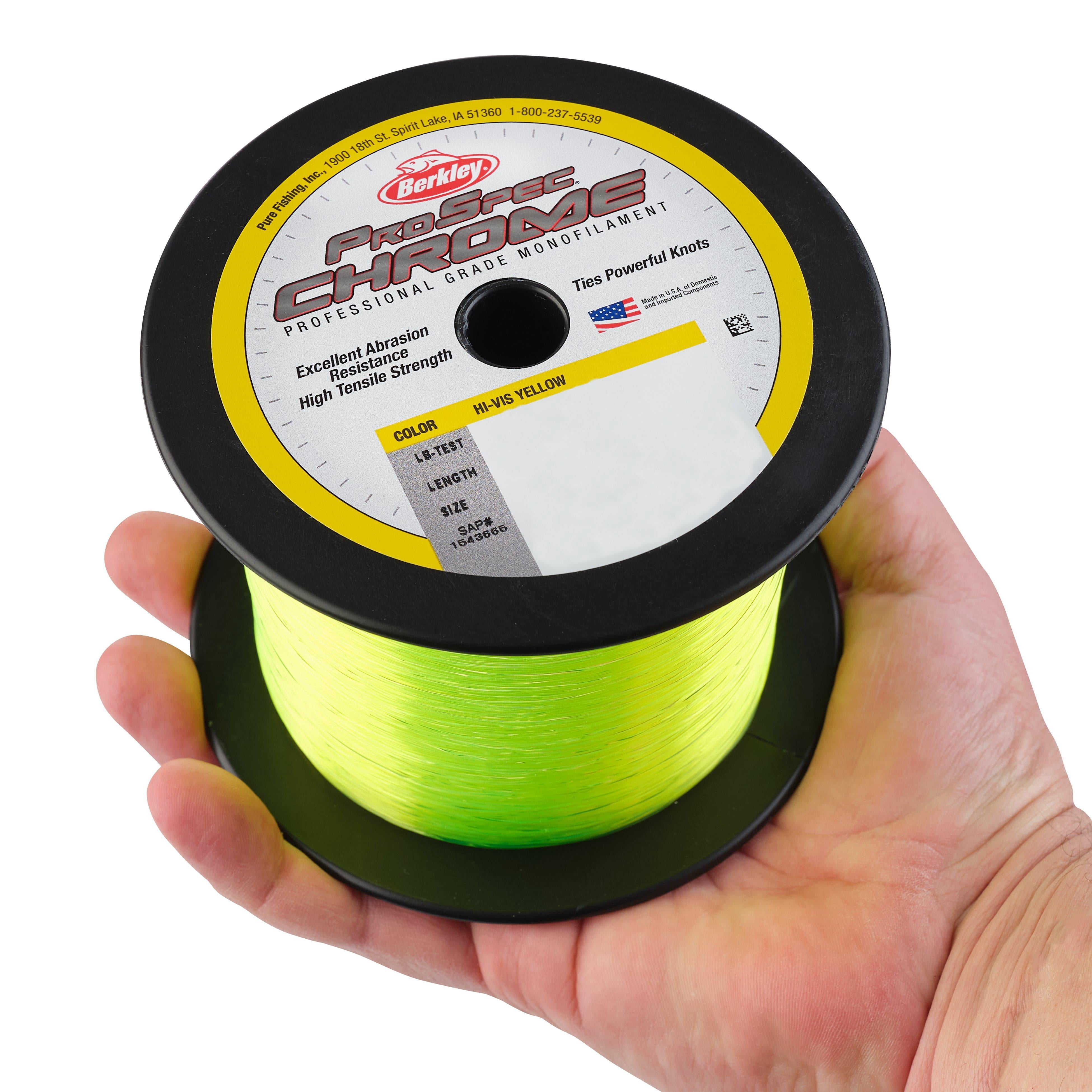 Berkley ProSpec® Chrome Monofilament Fishing Line, Hi-Vis Yellow, 50 lb Test Strength, 1000 yd