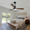 thumbnail image 5 of Pedestal Fan, (Same as W882P186029) 48 Inch Wood Ceiling Fan With 3 Solid Wood Blades Remote Control Reversible DC Motor For Living Room, Black Tower Fan,Metal & Wood Desk Fan, 5 of 9