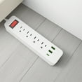thumbnail image 6 of Kumdkd White 4-Outlet Power Strip with 7.8in Extension Cord & 3 USB Ports - Surge Protector for Office/Dorm, 6 of 6