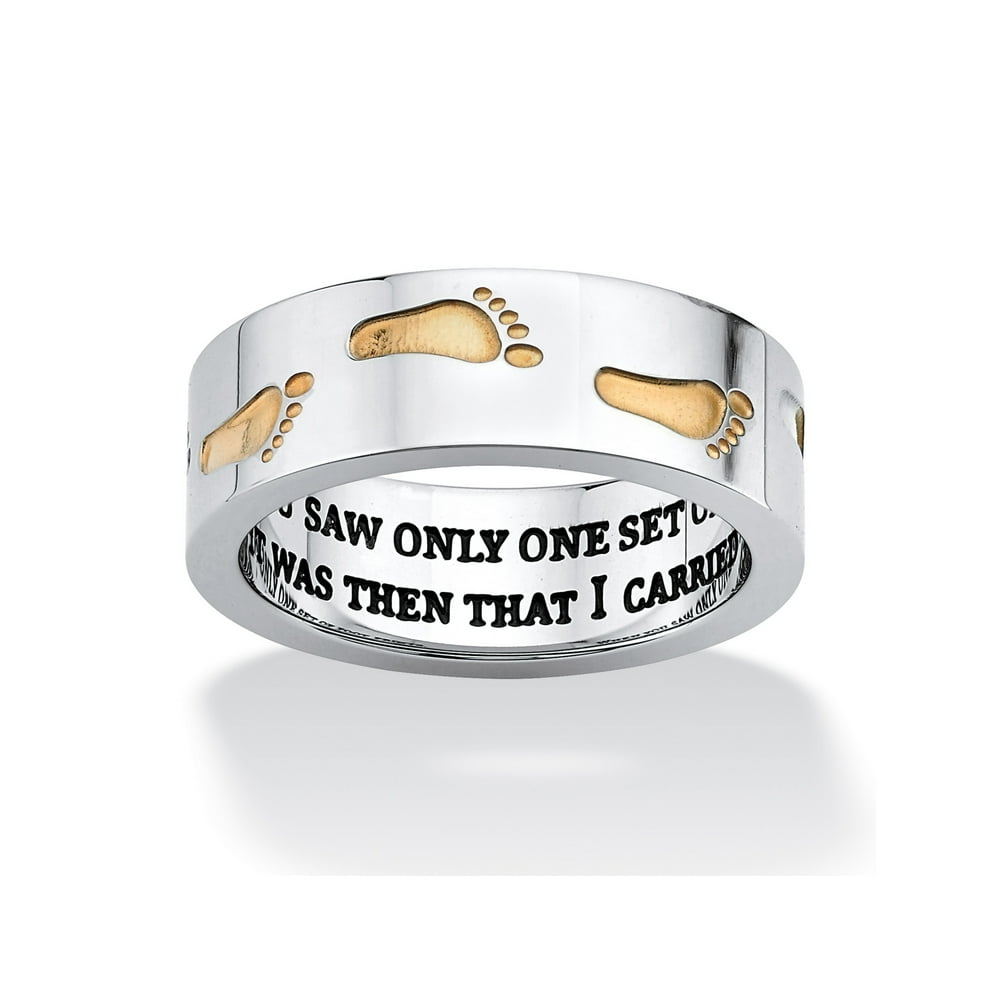 PalmBeach Jewelry Footprints in the Sand TwoTone Ring in Stainless Steel Sizes 616 Walmart