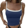 thumbnail image 1 of Débardeurs Camisole pour Femmes Tendance Été Col Sans Manches Entraînement Décontracté Basique Bleu L, 1 of 7