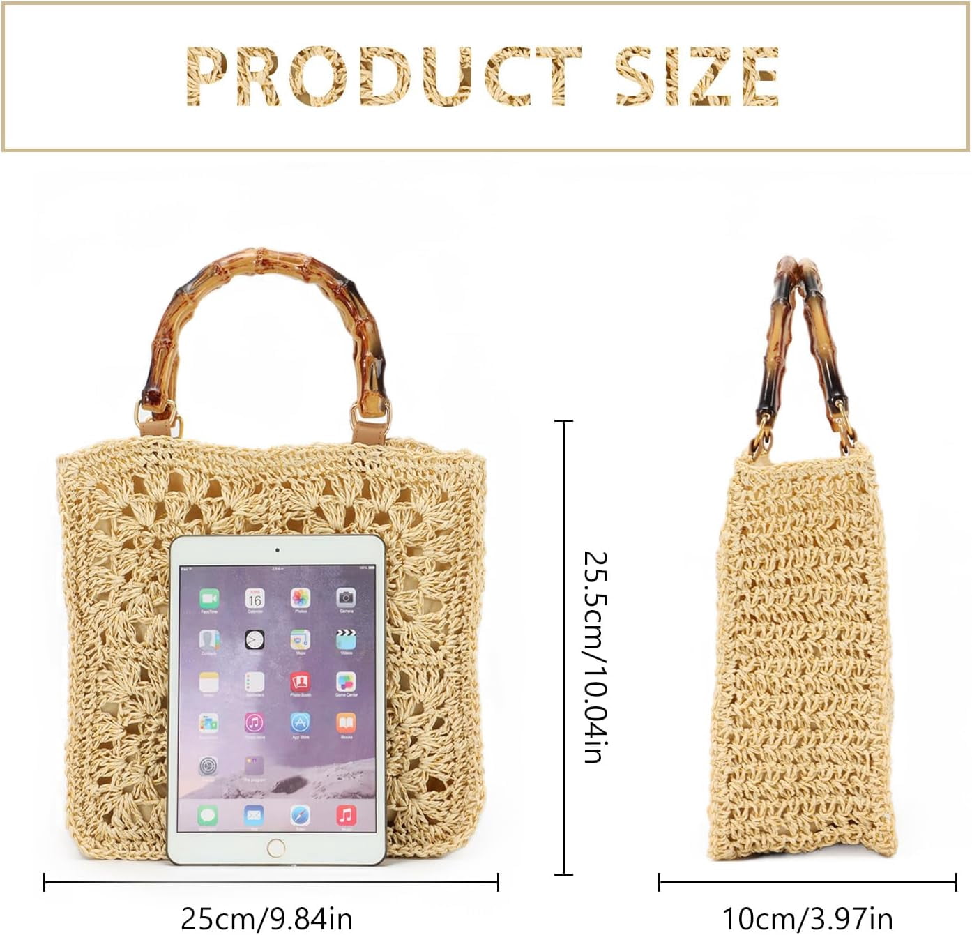 LinYooLi Straw Purse Tote Handbags Rattan Woven Beach Clutch Bag for Women Beach Summer Travel