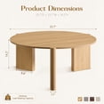 thumbnail image 5 of Aitjunz 33" Round Coffee Table, Modern Wood Center Table with Unique Pedestal Base for Living Room, Natural, 5 of 8