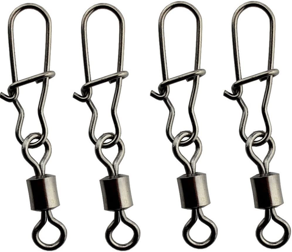 100pcs Stainless Steel Snaps Swivel Fishing Connector Rolling Swivel lock Snap Lure Barrel Snap