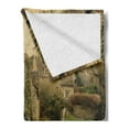 thumbnail image 2 of European Soft Flannel Fleece Throw Blanket, British Town with Stone Houses Retro England Countryside Buildings Image Print, Cozy Plush for Indoor and Outdoor Use, 50" x 60", Grey Green, by Ambesonne, 2 of 5