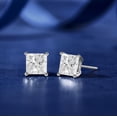 thumbnail image 3 of JeenMata 2 Carat Princess Cut Moissanite 4 Prong Solitaire Stud Earrings in 18k White Gold Plating for Women, 3 of 8