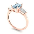 thumbnail image 2 of 1.5 ct Emerald Cut Simulated Blue Diamond 3 Stone 18K Rose Gold Womens Engagement Ring, 2 of 5
