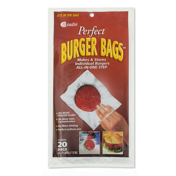 Perfect Burger Bags - Freezer Storing Wrap for Hamburger Patties or Ground Meat | Nonstick Paper, Easy to Cling, Uniform Round Patty, No Odor Contamination in the Fridge - 2 Pack (40 Count) By Cadie
