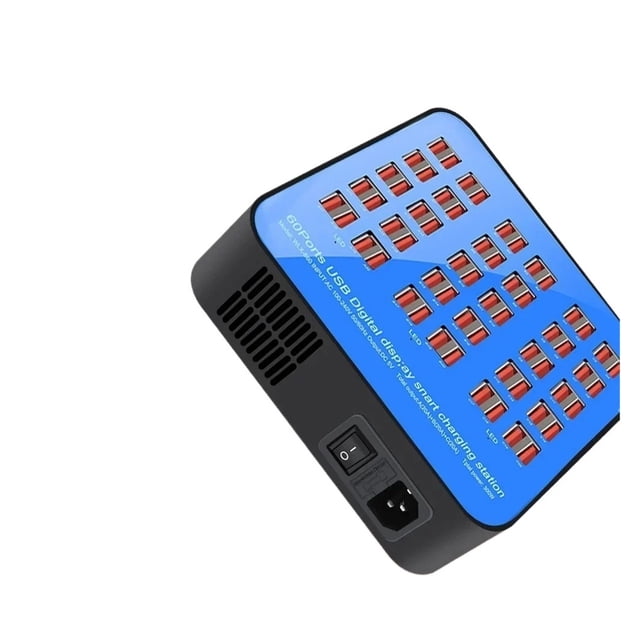 60-Port USB Charger with Display Multifunctional HUB Charging Station Dock Socket for Smartphones ,Powerful Charging