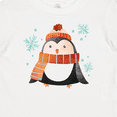 thumbnail image 4 of Inktastic Cute Winter Penguin in Hat and Scarf with Snowflakes Boys or Girls Baby T-Shirt, 4 of 5