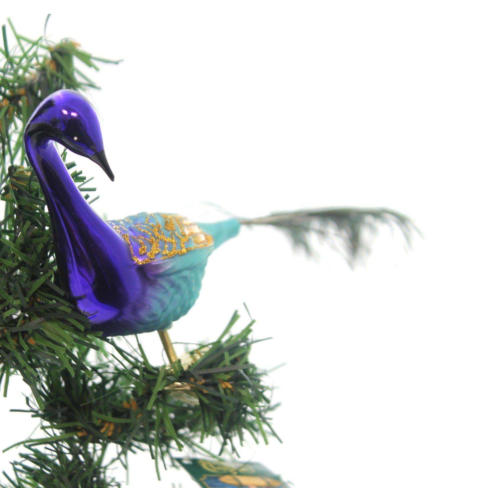 Old World Christmas Magnificent Peacock Clip-On Glass Ornament 18002 