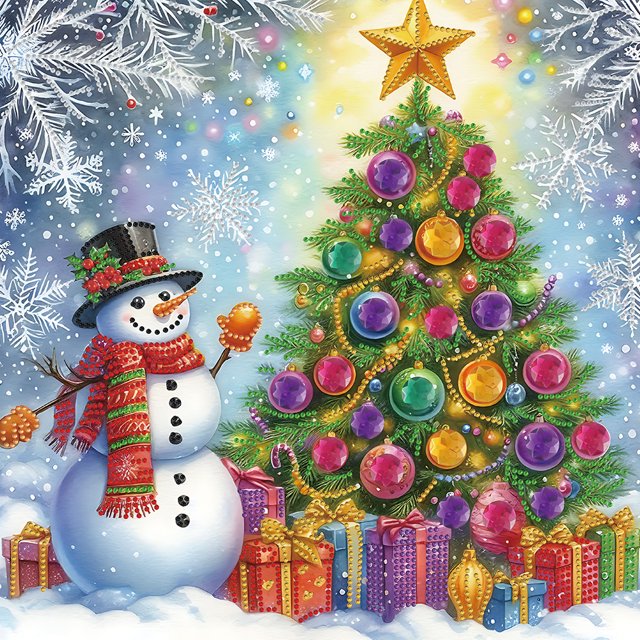 5D DIY Con Forma Especial Parcial Navidad Muñeco Nieve 40x40cm