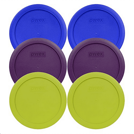 Green Art Glass Bowl Pyrex 7201-PC Round 4 Cup Storage Container Lids for Glass Bowls (2-Light Blue, 2-Purple, 2-Edamame Green) ()