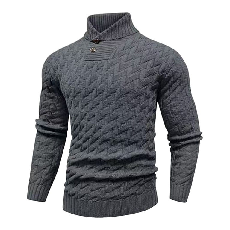 Ynynloco Men's Knitted Cross-Turtleneck Sweater Long Sleeve Shawl