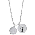 thumbnail image 1 of Delight Jewelry Stainless Steel Disc Angels Wear Scrubs Silvertone Script Initial Disc - T - Charm Necklace, 20"+3", 1 of 4