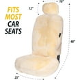 thumbnail image 2 of Zone Tech Genuine Sheepskin Ivory Car Seat Cover 2 Pack - Fluffy Luxury Wool Front Seat Covers, Universal Fits Car, Truck, SUV, & Van, 2 of 7
