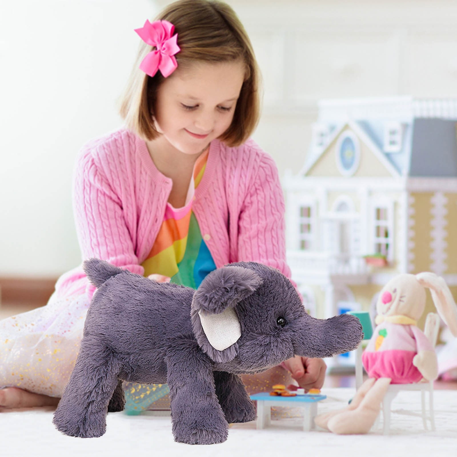 RUIG 15/20/23.6 Inchs Elephant Weighted Stuffed Animals,Sensory Comfort Plush Throw Pillow Toy, Kawaii Plushies Hugging Toy Gifts for Kids & Adults, Birthday Easter Gift