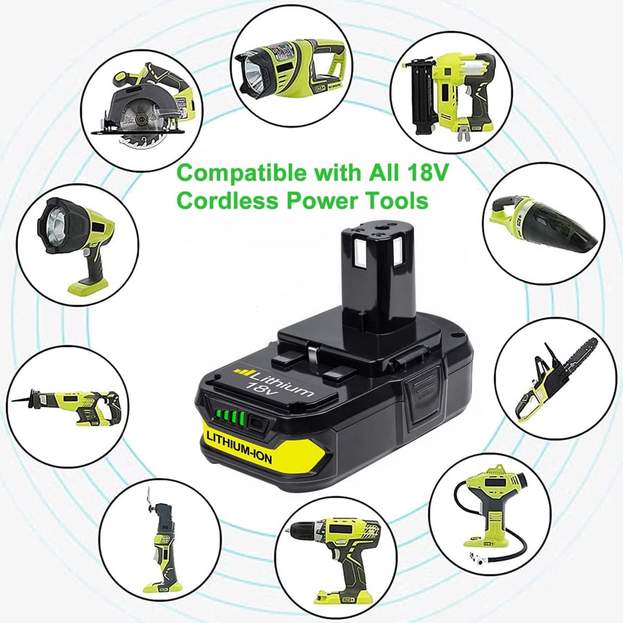 Persever Ryobi P102 18V Power Tool Charger with Lithium Batteries for Ryobi One, 2 Pack