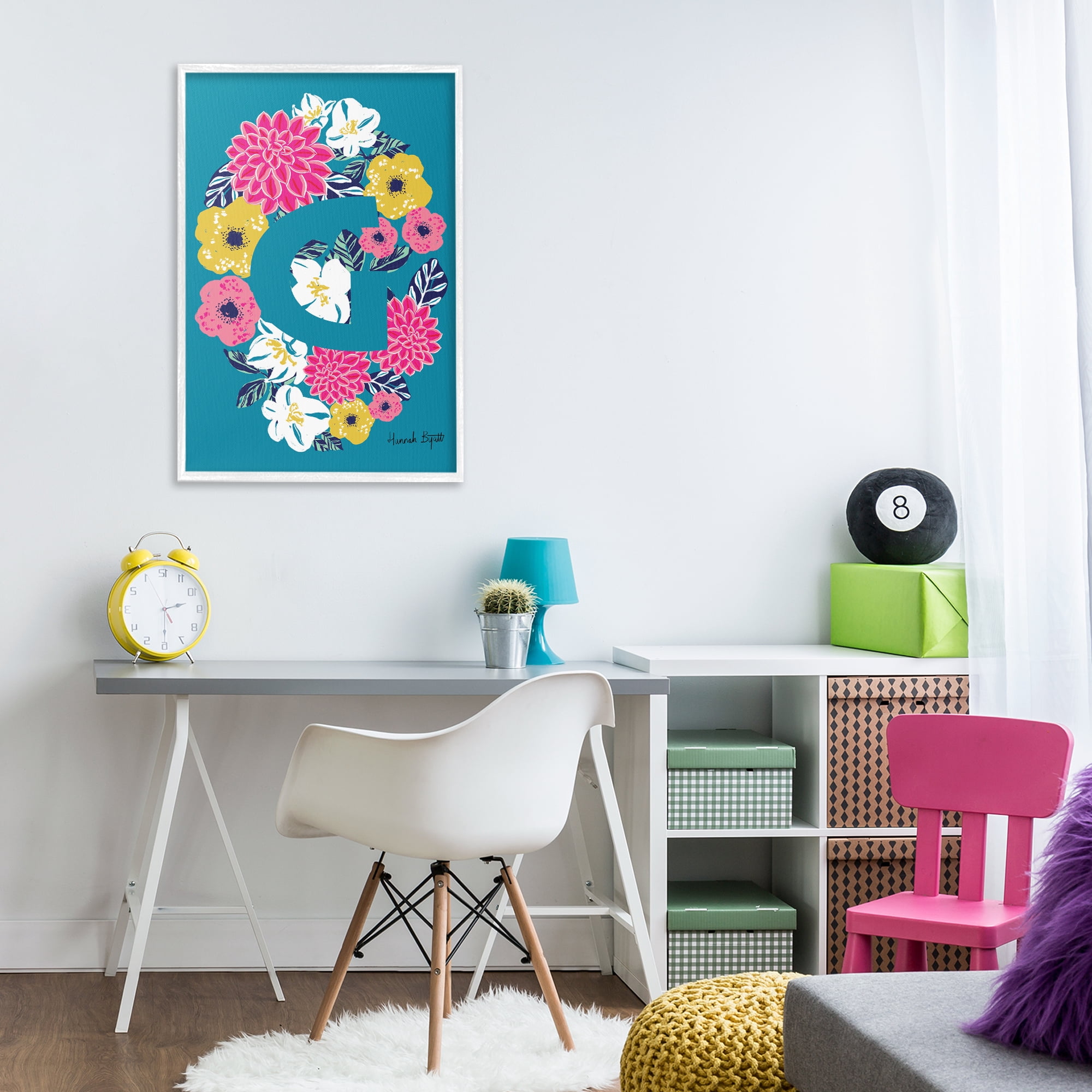 Stupell Industries Floral Bloom Letter G Botanical & Floral Painting White Framed Art Print Wall Art, 20 x 30