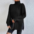 thumbnail image 3 of Oversized Winter Sweater Women High Neck Polyester Knit Top Thick Pullover Long Sleeves Cable Weaving Casual Loose Fit, 3 of 7