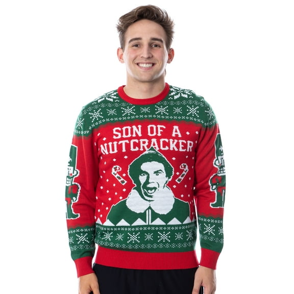 ELF Movie Men's Son of a Nutcracker Ugly Christmas Sweater Holiday Knit Pullover