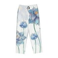 thumbnail image 4 of Disketp Pale Blue Lotus Flowers Print Women'S Comfy Pajama Pants Casual Drawstring Palazzo Lounge Wide Leg Pants, 4 of 9