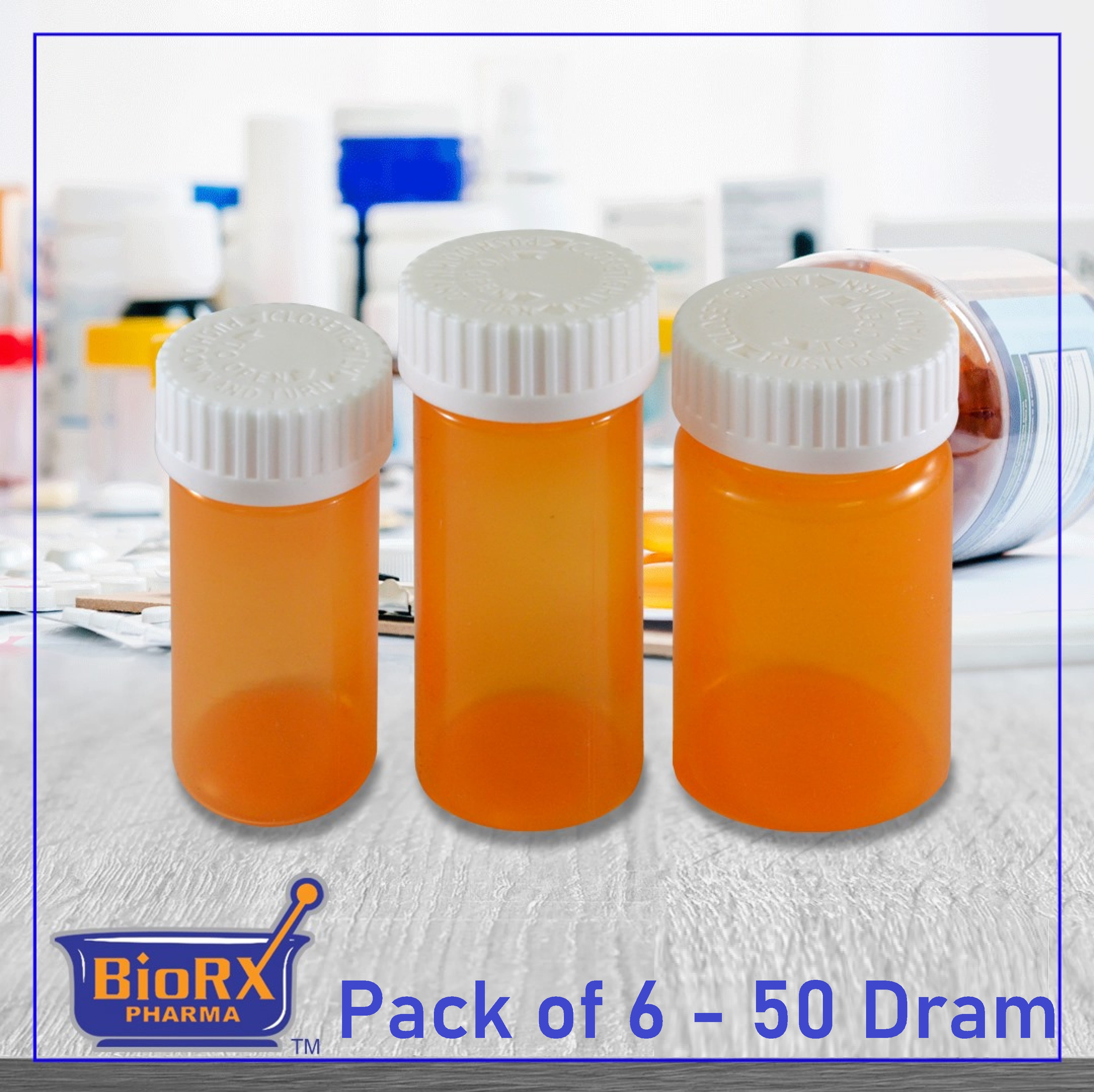 Plastic Prescription Vials/Bottles w/Caps 8 Dram Size-Amber-Pharmaceutical Grade Quantities 50-1000 25