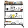 thumbnail image 2 of IVV 4-Tier Wire Shelving Unit on Wheels, Rolling Metal Storage Utility Rack, 2500LBS Capacity, Height Adjustable for Restaurant Garage Pantry Kitchen, 55.12"L x 23.62"W x 75.59"H, Black, 2 of 8