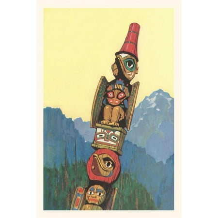 Pocket Sized - Found Image Press Journals: Vintage Journal Totem Pole and Mountains (Paperback)