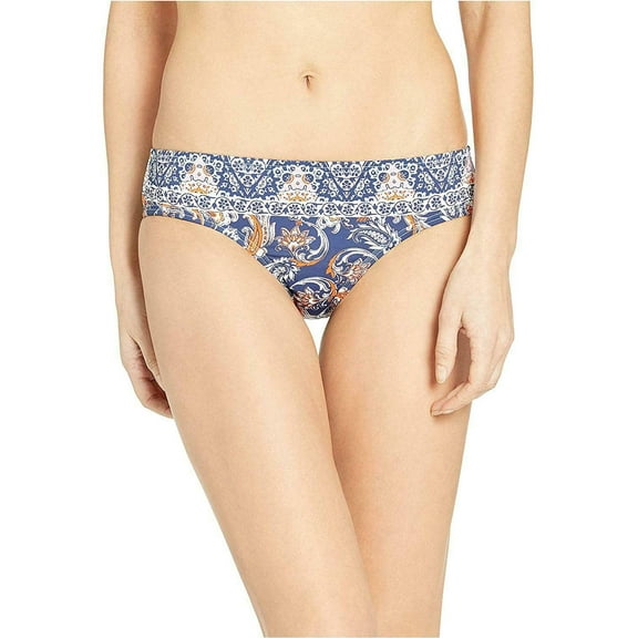 Hobie Women's Standard Skimpy Hipster Bikini Swimsuit Bottom, Blue//Way to Boho, Large