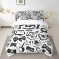 thumbnail image 2 of 7Pcs Gaming Comforter Set King,Gamer Bedding Comforter Set,Gamepad Video Games Bed In A Bag Black White Graffiti Bed Sets With Comforter And Sheets, 2 of 5