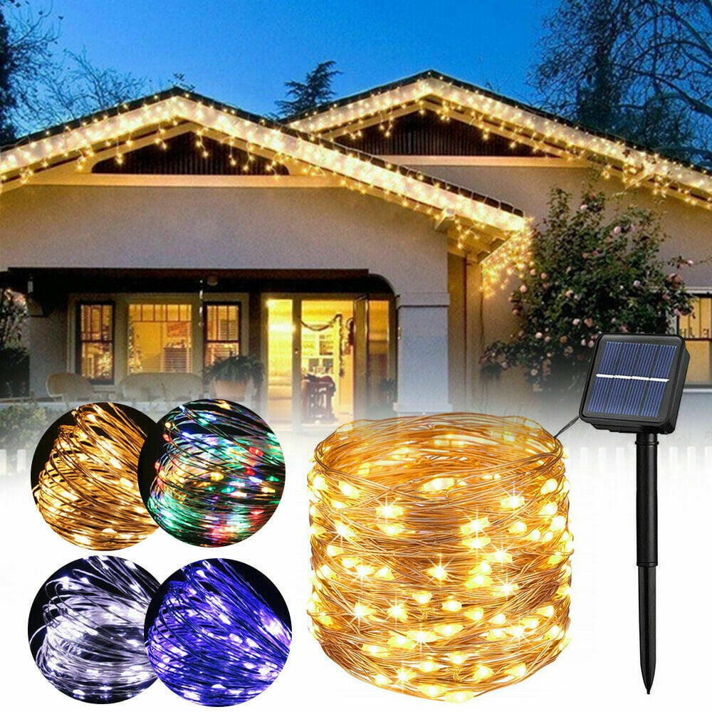 8 Modes 72ft Waterproof Fairy Lights White Solar Outdoor LED String Lights 200 