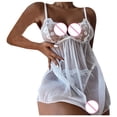 thumbnail image 3 of Camisón con estampado de encaje de malla sexy transparente con honda blanca para mujer Lencería sexy Fridja nalpqowj12337, 3 of 9