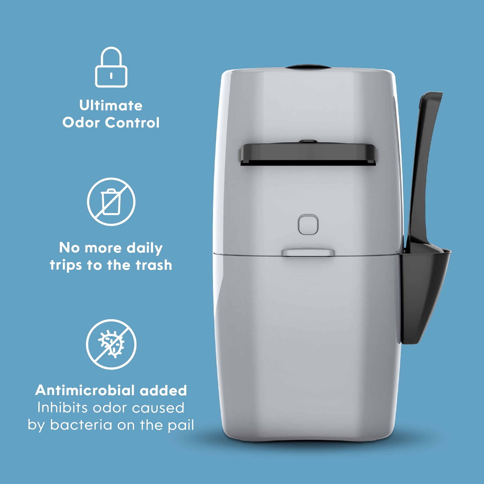 Litter Genie Plus Easy Refill Bags Kitty Litter Disposal System Ultimate Odor Control Silver
