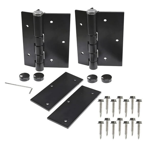 Pair of Aluminum Black Self-Closing Fence Gate Hinges for Aluminum | Vinyl | Iron | Wood Gates (Black)