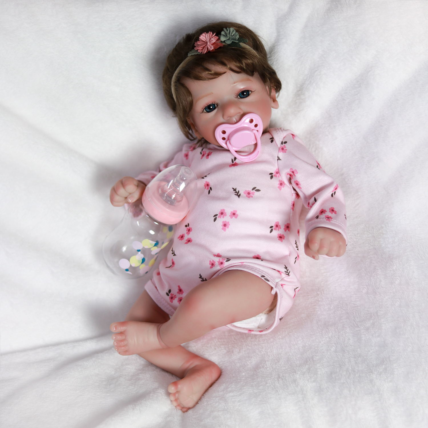 17inch Lifelike Reborn Baby Dolls Real Life Newborn Girl Doll Soft Cloth Body Adorable Playful Toy