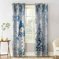 thumbnail image 2 of Blue Coastal Christmas Blackout Curtains | Light Blocking Print Window Curtains, Xmas Tree Nautical Starfish Vintage Thermal Insulated Window Drapes for Living Room Kitchen (2 Panels, 55"W x 39"L), 2 of 7