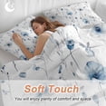 thumbnail image 4 of 3 Piece Blue Floral Spring Duvet Cover Set Full Size, Microfiber Comforter/Quilt Cover with Corner Ties and 2 Pillowcases, Farmhouse Poppy Botanical All Season Soft Bedding with Zipper Closure, 4 of 8