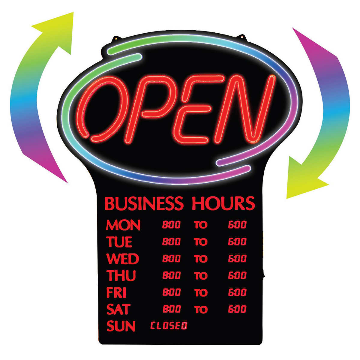 Newon LED OPEN Sign with Programmable Business Hours and Flashing Effects  English Only