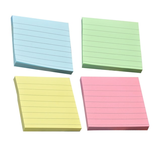 4 piezas de índice cuadrado Bloc de notas adhesivas Bloc de notas adhesivas a rayas Papel Kraft Bloc de notas Color caramelo Blocs de notas autoadhesivas Rosa Azul claro Azul claro Amarillo Verde cla