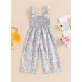 thumbnail image 3 of Musuos Kid Girl Summer Casual Jumpsuit 6M 12M 18M 24M 3Y 4Y Floral Print Sleeveless Wide Leg Romper Pants Toddler Cute Clothes, 3 of 10