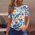 thumbnail image 5 of Busydd T Shirts for Women 2026 Printed Crew Neck Short Sleeve Summer Tops Slim Fit Casual Basic Tee Fashion Breathable Soft Stretchy Top for Daily #01Sky Blue XL, 5 of 6