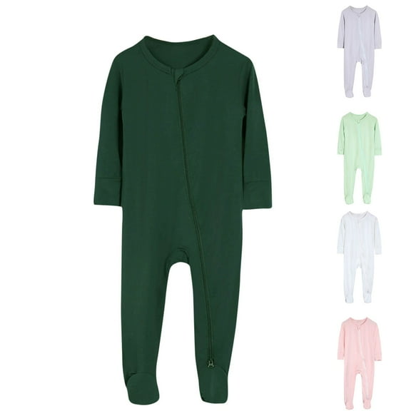 Ashirexll Newborn Fall Romper Infant Solid Color Crawling Suit Newborn Solid Color Color Crawling Suit Long Jumpsuit Fall Pajamas Romper Soft Warm for Fall Daily Wear and Nighttime